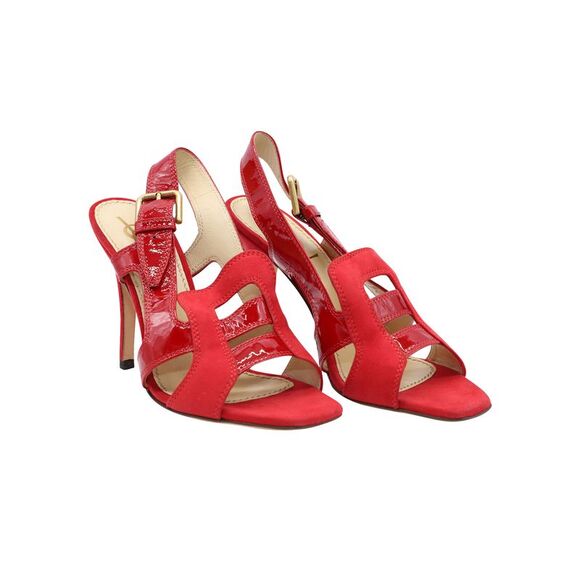Saint Laurent Slingback Sandals in Red Leather - Picture 4 of 7